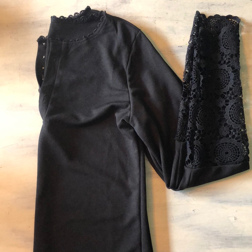 Black long sleeve shirt with Lacey sleeve